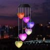 Solar Heart Wind Chimes with Color Changing LED Lights