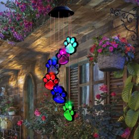 Paw Print Solar Wind Chimes – Color Changing LED