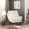 1pc Beige Accent Chair Cushion Seat Chenille Upholstery Comfort Style Durable Solid Wood Legs Contemporary Home Furniture