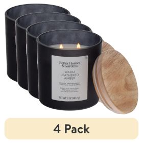 (4 pack)Warm Leathered Amber Scented 2-Wick Frosted Jar Candle 12oz.
