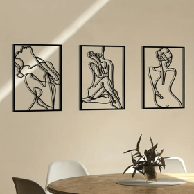 CIFbuy 3 Piece Abstract Line Art Wall Sculpture Set Modern Minimalist Decor for Living Room Bedroom Office (TikTok, temu pick-up service)