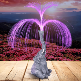 Solar Elephant Fountain Statue with LED Light – Garden Decor