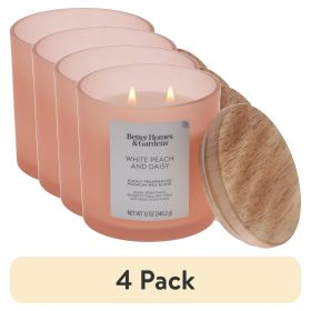 (4 pack) White Peach and Daisy Scented 2-Wick Frosted Jar Candle 12oz.