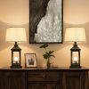 Black Farmhouse Bedside Table Lamp with Touch Control