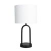 16.75"H Metal Black Arch Table Lamp with White Fabric Lamp Shade