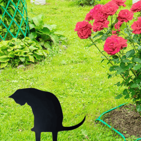 Black Cat Metal Garden Statue – Hollow Cutout Design