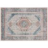 4x6 Vintage Washable Area Rug – Non-Slip Brown & Blue