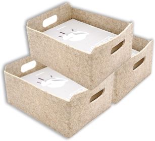Beige Shelf Storage Bins Set of 3 – Closet Organizer
