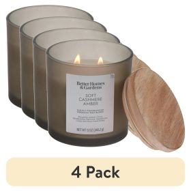 (4 pack) Soft Cashmere Amber Scented 2-Wick Frosted Jar Candle 12oz.