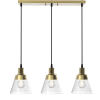 25" Architectural 3-Light Island Pendant Light, Gold Finish Clear Glass Shades
