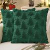 Christmas Throw Pillow Covers Dark Green Christmas Decorations Set of 2 Xmas Tree 18x18 Pillow Covers Soft Plush Faux Wool Pillowcases Holiday Festiva