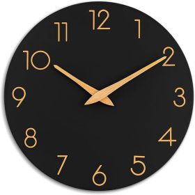 Modern Black & Gold Wall Clock – Silent Non-Ticking