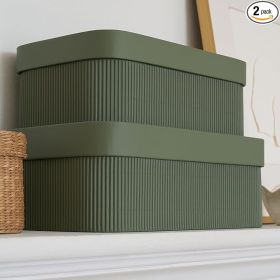 Fluted Decorative Storage Boxes with Lids – Set of 2
