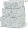 Light Green Floral Storage Boxes Set of 3 with Magnetic Lids