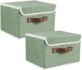 Collapsible Fabric Storage Bins with Lids – 2-Pack