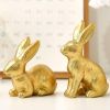 Gold Easter Bunny Figurines Set of 2 – Resin Decor