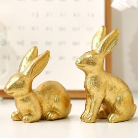 Gold Easter Bunny Figurines Set of 2 – Resin Decor