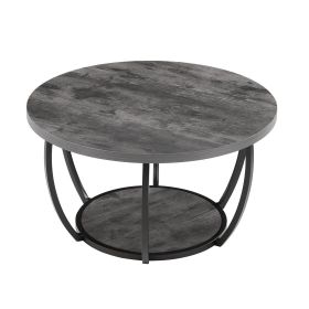 VEVOR Coffee Table, Modern Round Coffee Table, 2 Tiers Wooden Circle Center Desk with Open Storage