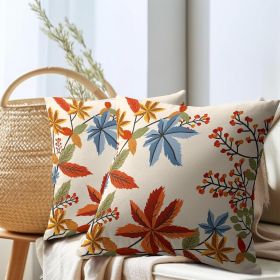 Fall Leaf Pillow Covers 18x18 Inch Set of 2 Autumn Thanksgiving Maple Leaves Pattern Outdoor Throw Pillows Rustic Harvest Pillowcases for Bed Couch Ho