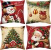 Christmas Pillow Covers 18x18 inch Set of 4, Christmas Decorations Cushion Covers, Xmas Pillow Covers