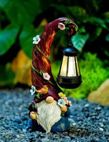 Solar Gnome Garden Statue with Lantern Light