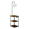 Floor Lamp with Table, Narrow 3-Tier End Table with Open Shelves & 3 Color Temperature Lighting