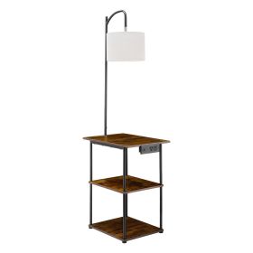 Floor Lamp with Table, Narrow 3-Tier End Table with Open Shelves & 3 Color Temperature Lighting