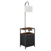 Floor Lamp with Table, 2-Tier End Table with 2 Drawers and 3 Color Temperature Lighting