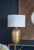 D15x25.7" Round Aluminum Sheet Gold Table Lamp with White Fabric Shade (Lamp Shade Assembly Required)