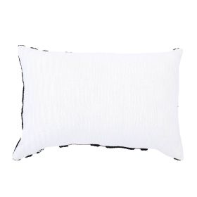 Handcrafted Tufted Cotton Slub Lumbar Pillow - Brown, White & Black 24" x 16"