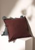 Stonewashed Linen Throw Pillow with Handworked Edges & Fringe -22X22"