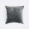 Stonewashed Cotton Velvet Throw Pillow with Decorative Handstiched Edges-19X19"