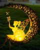 Solar Garden Statues Outdoor Decor Fairy Moon Figurine Light Stake