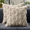 Christmas Tree Pillow Covers 18x18 inch Set of 2 Christmas Decoration Beige Soft Plush Faux Fur Jacquard Throw Pillows for Bedroom Sofa Holiday Festiv