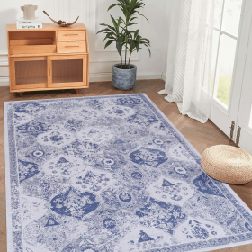 MAVAL Blue Washable Rug 8x10 Area Rug (Blue, 8' x 10')