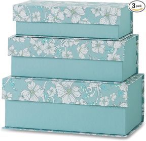 Decorative Storage Boxes with Lids, Set of 3 Cardboard Boxes for Home DÃ©cor and Documents, Memory Organizers for Keepsakes with Magnetic Closure