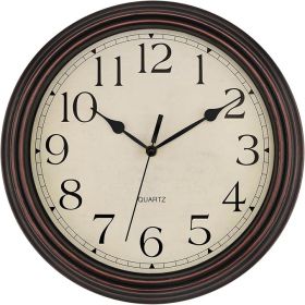 14 Inch Wall Clock Battery Operated Silent Non-Ticking Round Classic Vintage Retro Wall Clock Decorative for Living Room Kitchen Home Office