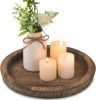 Candle Plate Holder Tray: Round Wood Decorative Candle Plate Decor Farmhouse Table Centerpiece Rustic Wood Tealight Pillar Trays for Wedding Home Deco