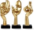 Gold Thinker Statue Set of 3 – Modern Resin Sculptures