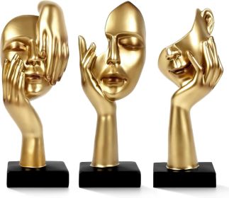 Gold Thinker Statue Set of 3 – Modern Resin Sculptures