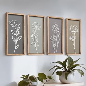 3D Wooden Wall Art Set of 4 – Framed Decor
