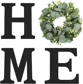 Wood Home Sign with Eucalyptus Wreath – Farmhouse Decor