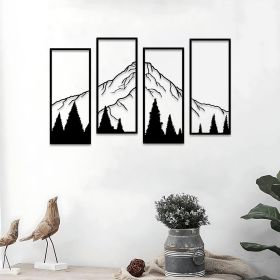 4 Pcs Metal Mountain and Forest Wall Decorations Line Drawing Wall Art Minimalist Wall Decor Rustic Nature Home Wall Art Sculpture Office Living Room