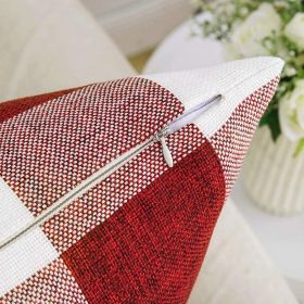 Pack of 2 Christmas Classic Farmhouse Buffalo Check Plaids Linen Soft Soild Decorative Square Porch Throw Pillow Covers Home Decor Cushion Case for So