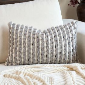 Aeckself Handmade Boho Chenille Tufted Pillow Cover 12x20 Inch