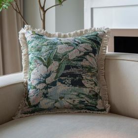 ENJOYBIRDAL Floral Throw Pillow Covers Couch Decorative Pillow Covers 20x20 Set of 2 Jacquard Boho Cushion Covers Sofa Farmhouse Accent Tassel Pillow