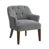 Modern Tufted Back Accent Chair Sturdy Plywood Frame Living Room Furniture 1pc Gray Fabric Upholstered Armchair