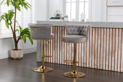 COOLMORE Swivel Bar Stools Set of 2 Adjustable Counter Height Chairs with Footrest for Kitchen, Dining Room 2PC/SET