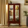Lighted Curio Cabinet with Glass Doors & Adjustable Shelves