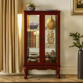 Lighted Curio Cabinet with Glass Doors & Adjustable Shelves